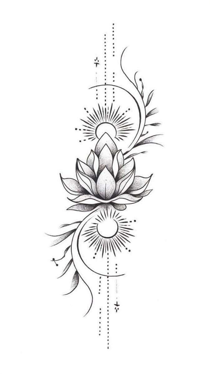 Lotus Dotwork dövme modeli — üzerinde dene