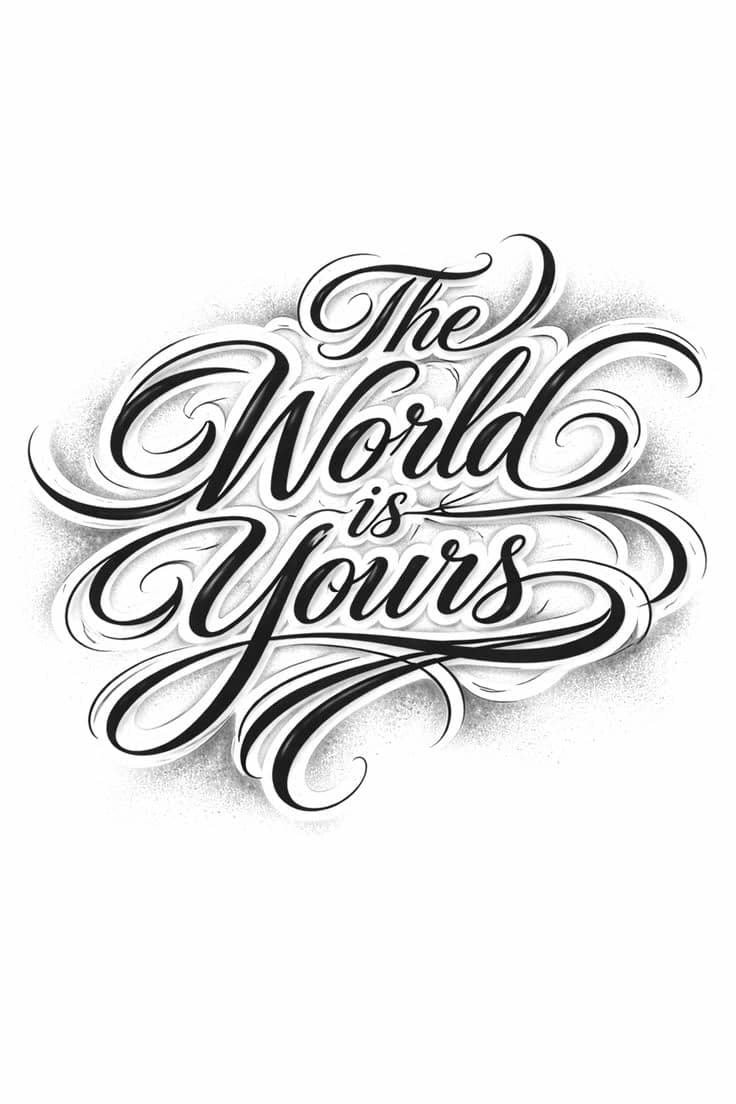 The World is Yours Yazısı dövme modeli — üzerinde dene