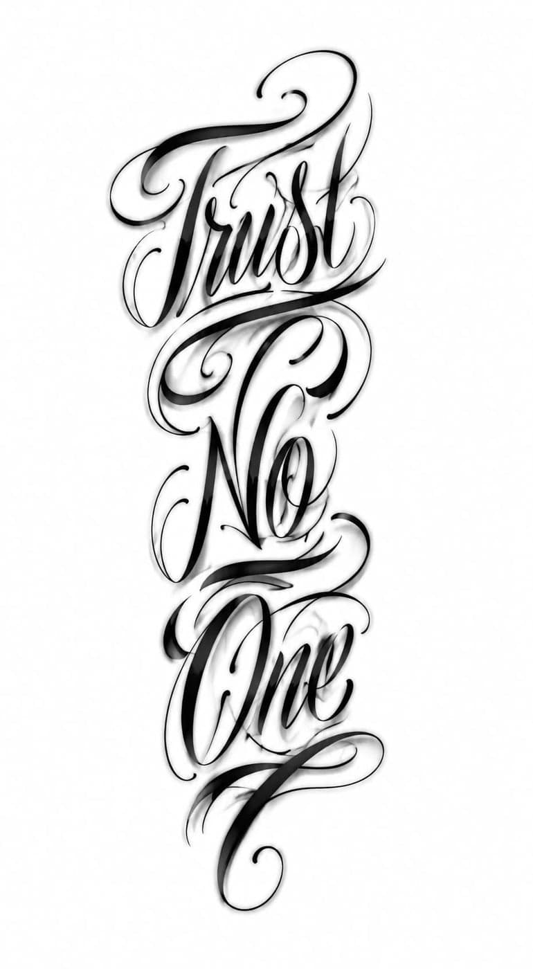 Trust No One Yazısı dövme modeli — üzerinde dene