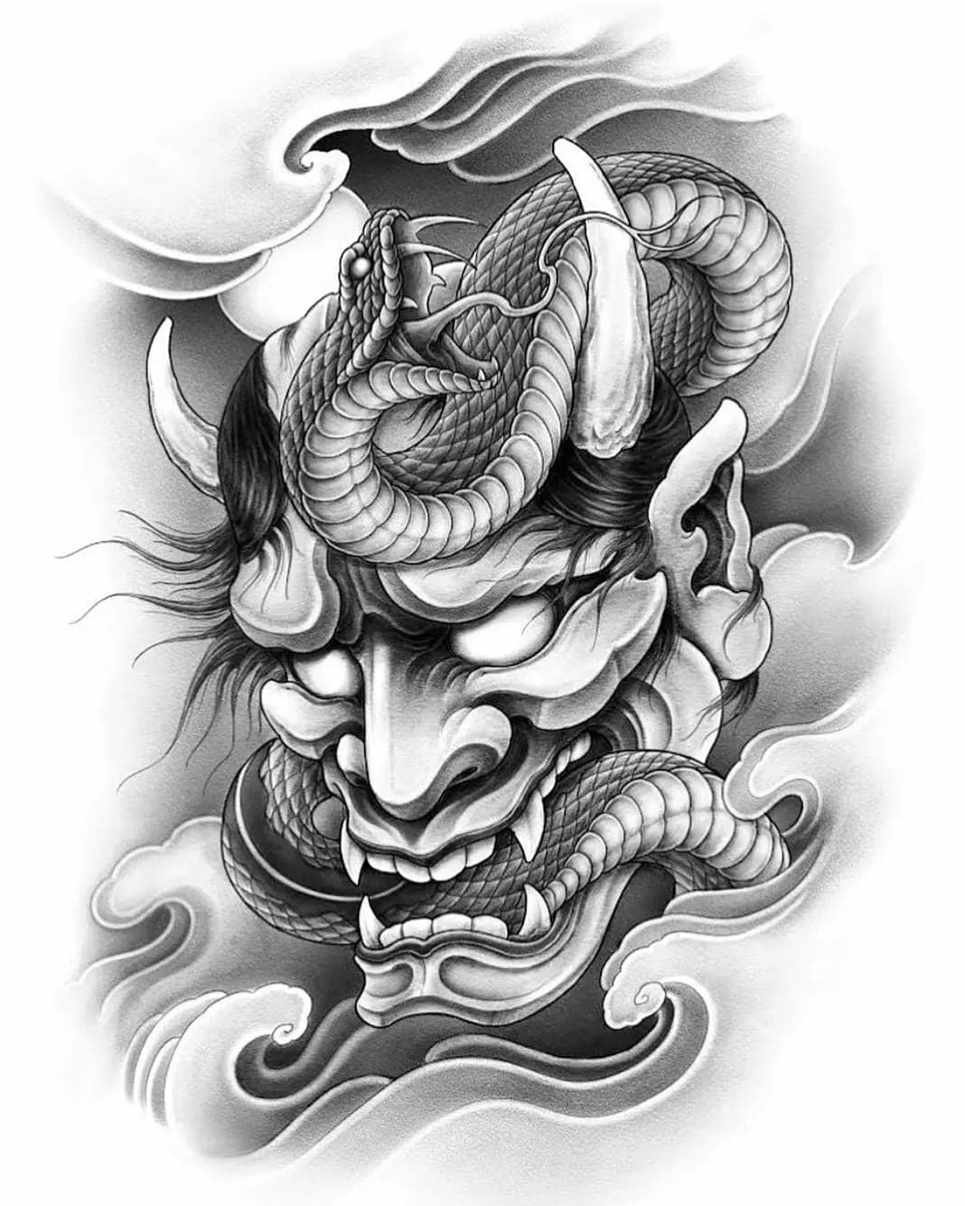 Hannya ve Yılan dövme modeli — üzerinde dene