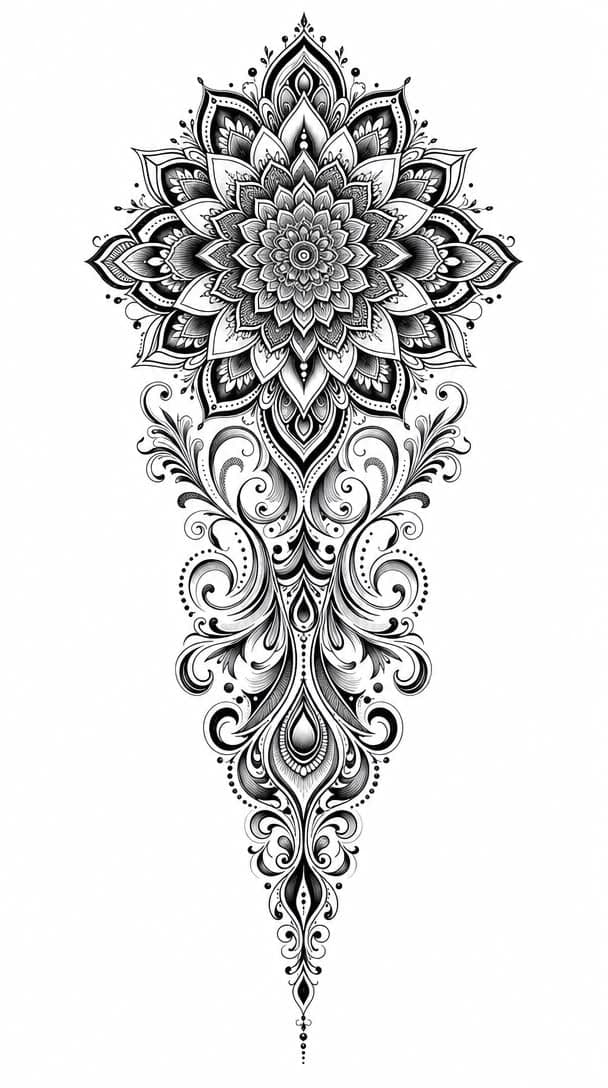 Mandala Süsleme dövme modeli — üzerinde dene